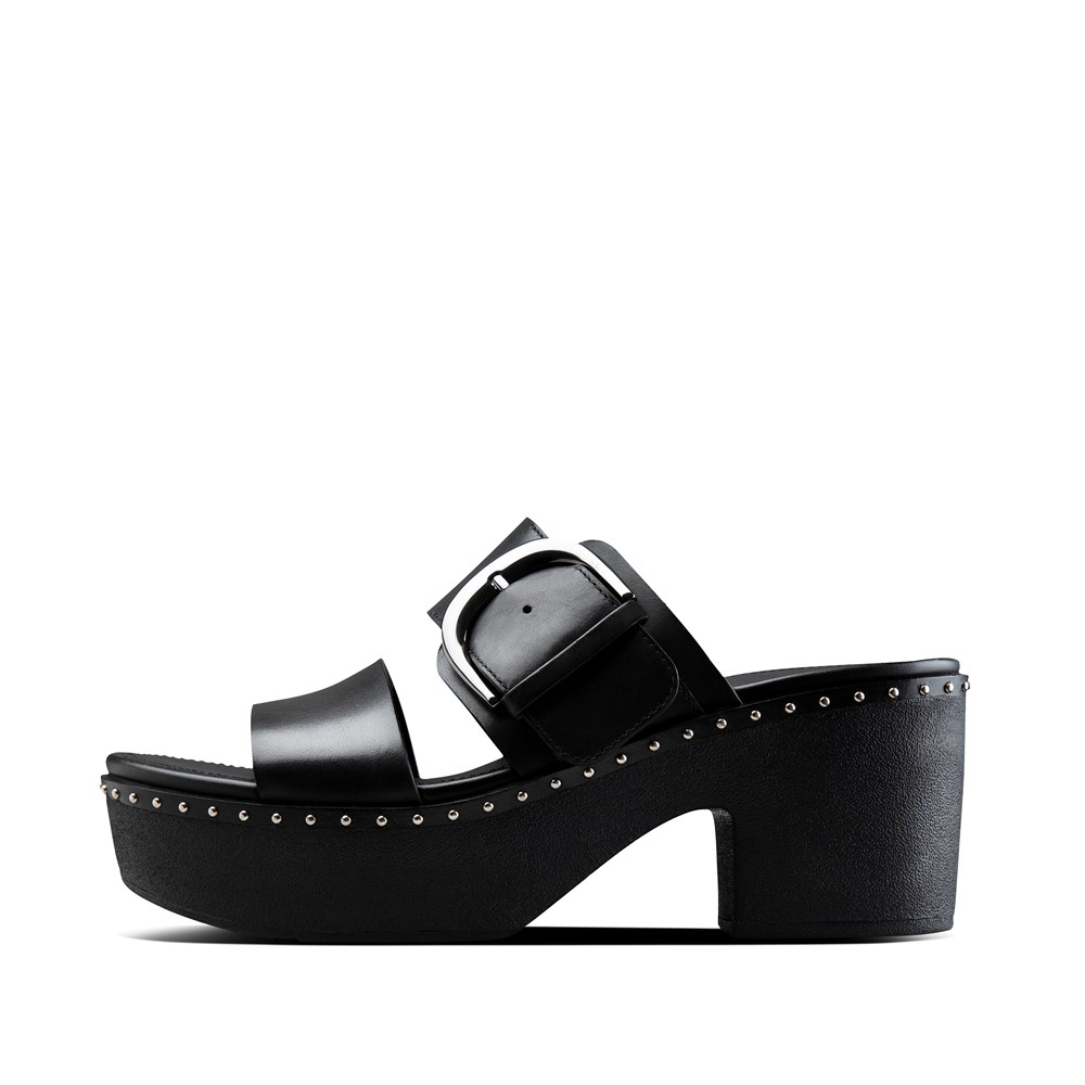 Fitflop Womens Platforms Black - Pilar Leather Slide - IY9412385